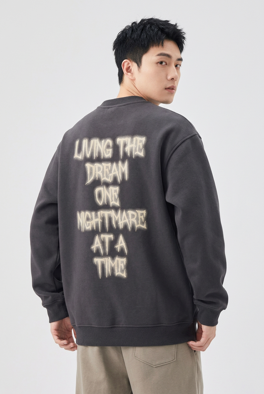 Men's Plus Size Crew Neck Dropped Shoulder Sweatshirt