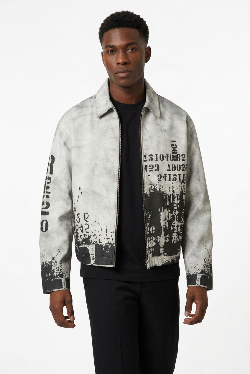 Open jacket three-quarter fashion pose