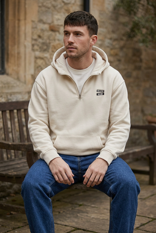 Men's Plus Size Quarter-Zip Long Sleeve Hoodie