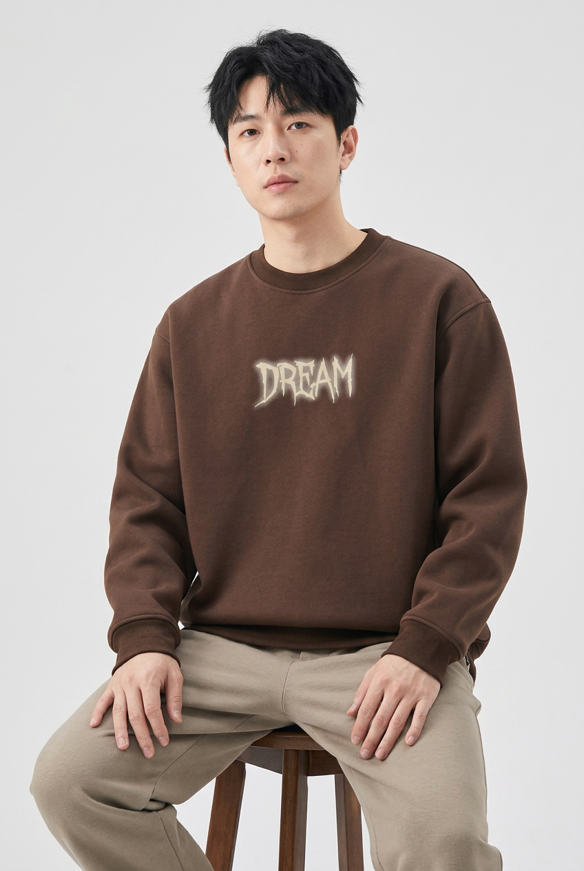 Men's Plus Size Crew Neck Dropped Shoulder Sweatshirt