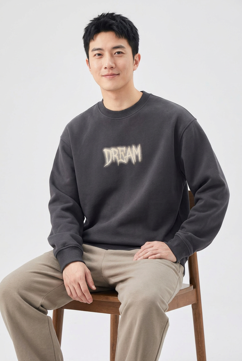 Men's Plus Size Crew Neck Dropped Shoulder Sweatshirt
