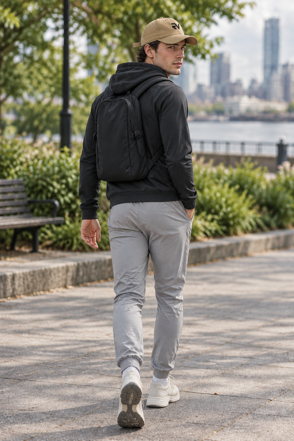 Khaki cap rear view