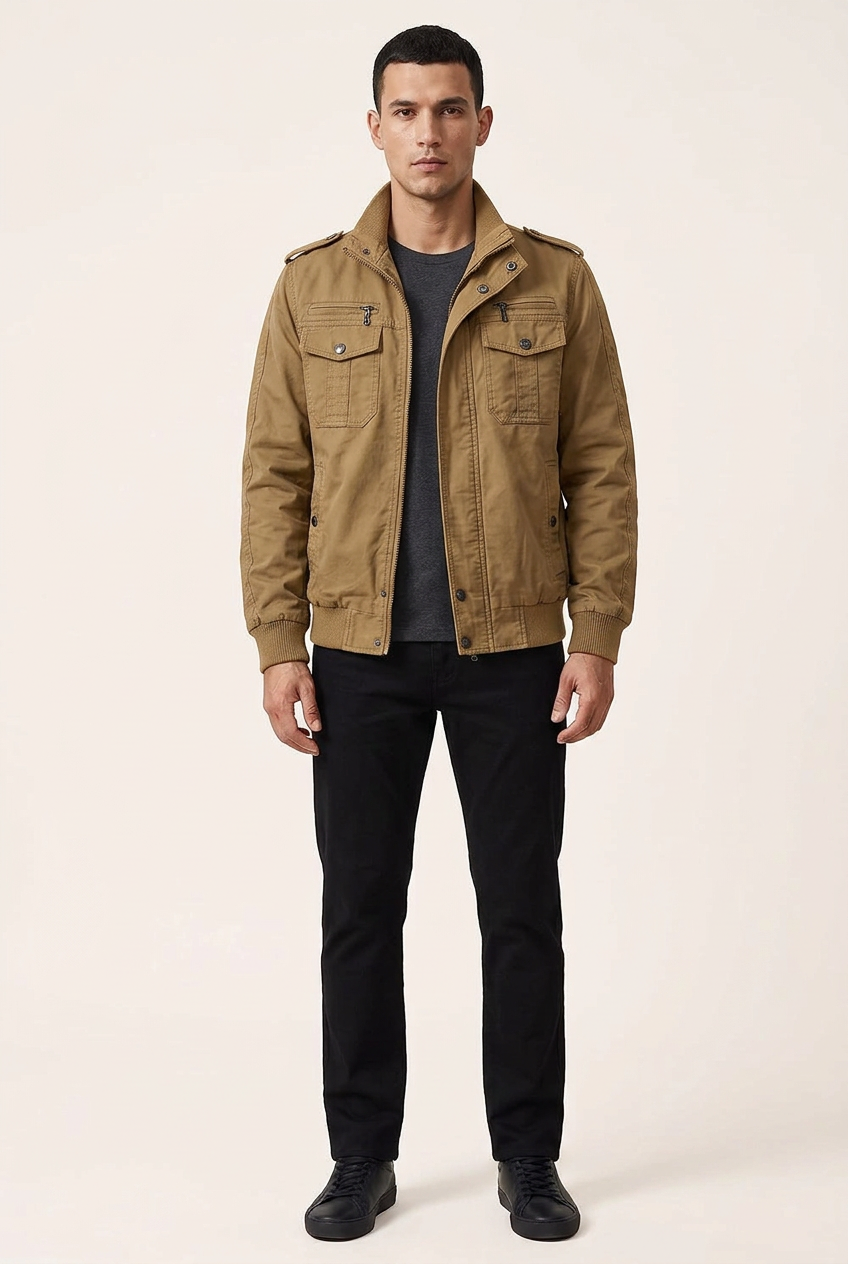 Khaki jacket front view