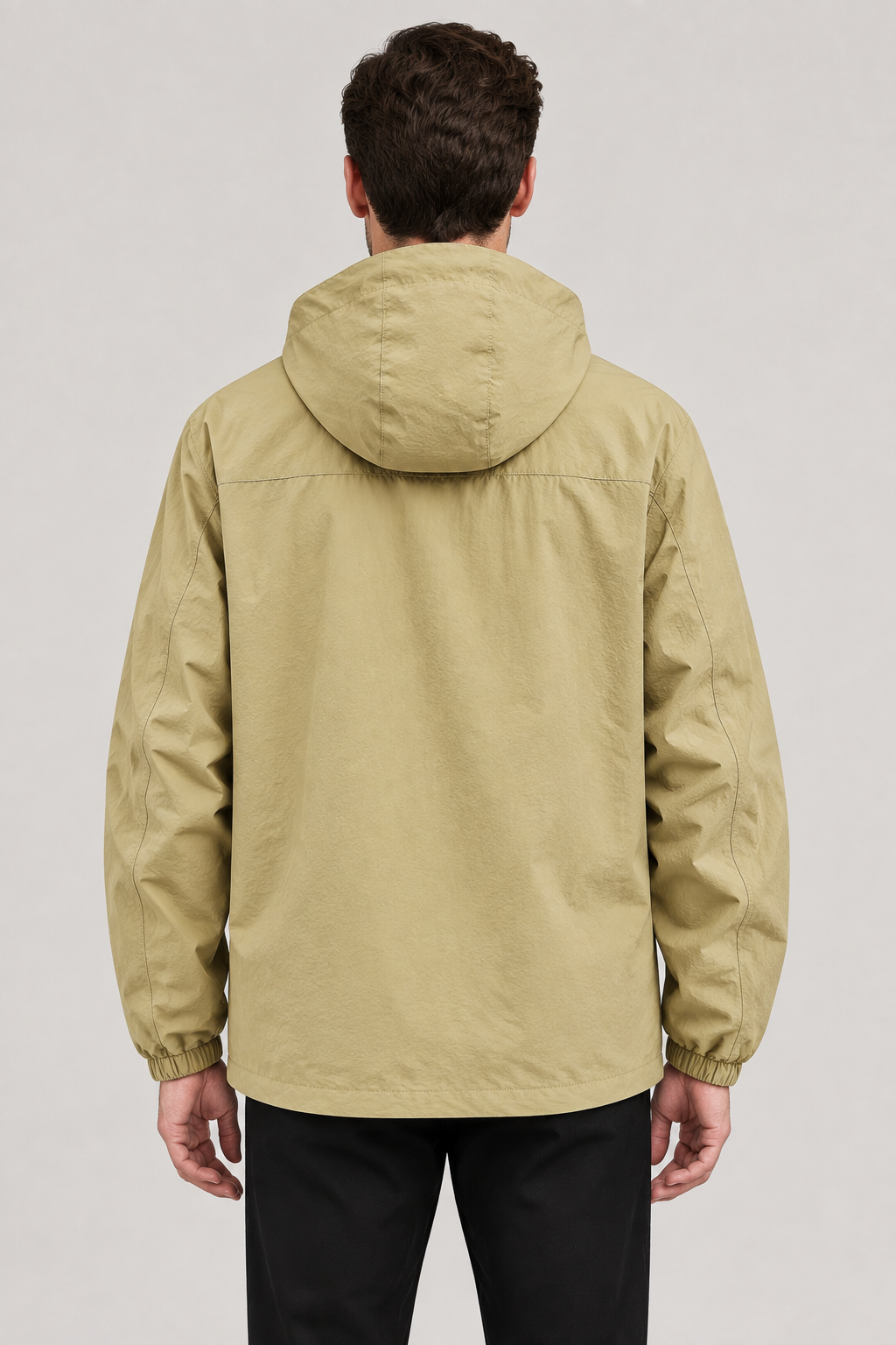 Khaki windbreaker back view