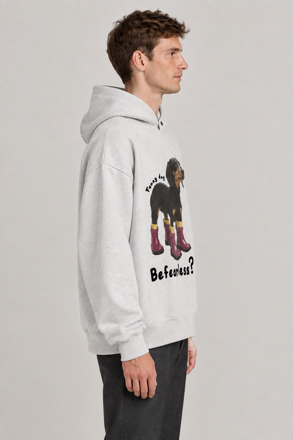 Light-grey hoodie right-side view