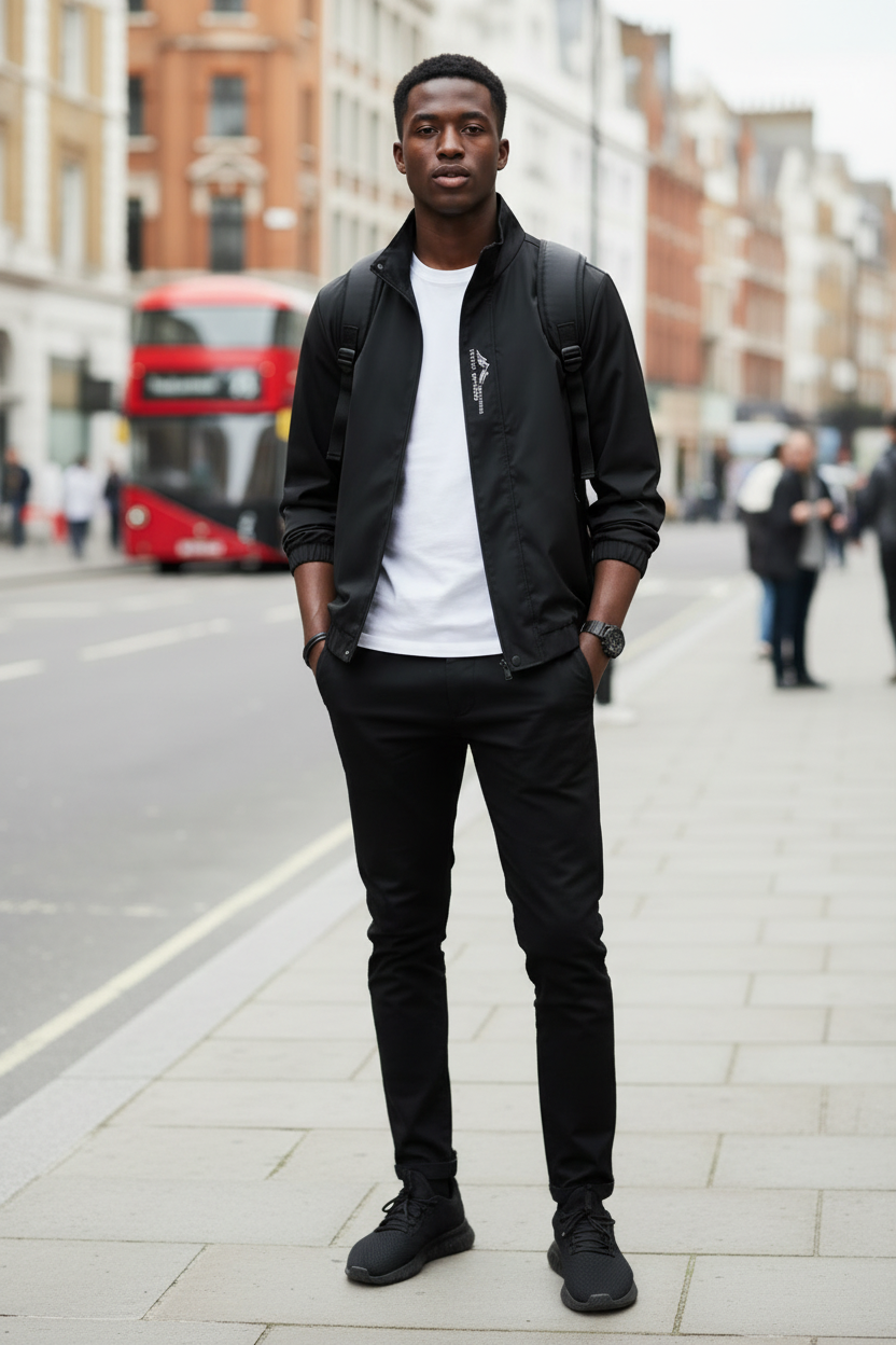 Sharp Black Jacket Model