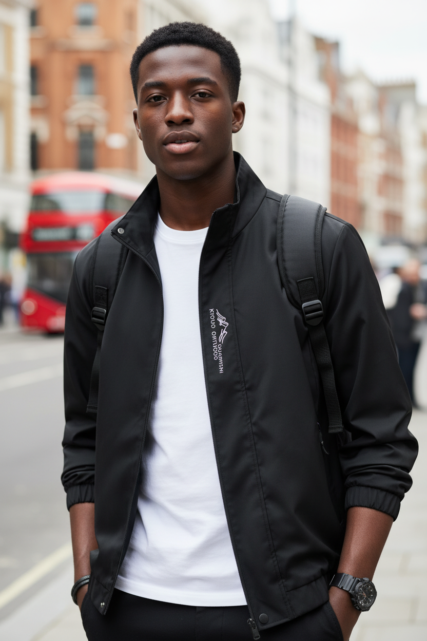 Sharp Black Jacket Model